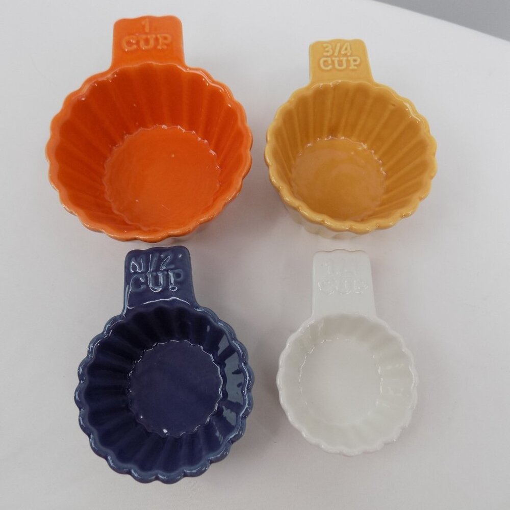 Set of 4 Ashland Fall Theme Heirloom Harvest Ceramic Stacking Measuring Cups New